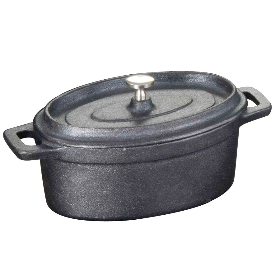 American Metalcraft CIPOV745 7" x 4 1/2" Oval Cast Iron Mini Pot