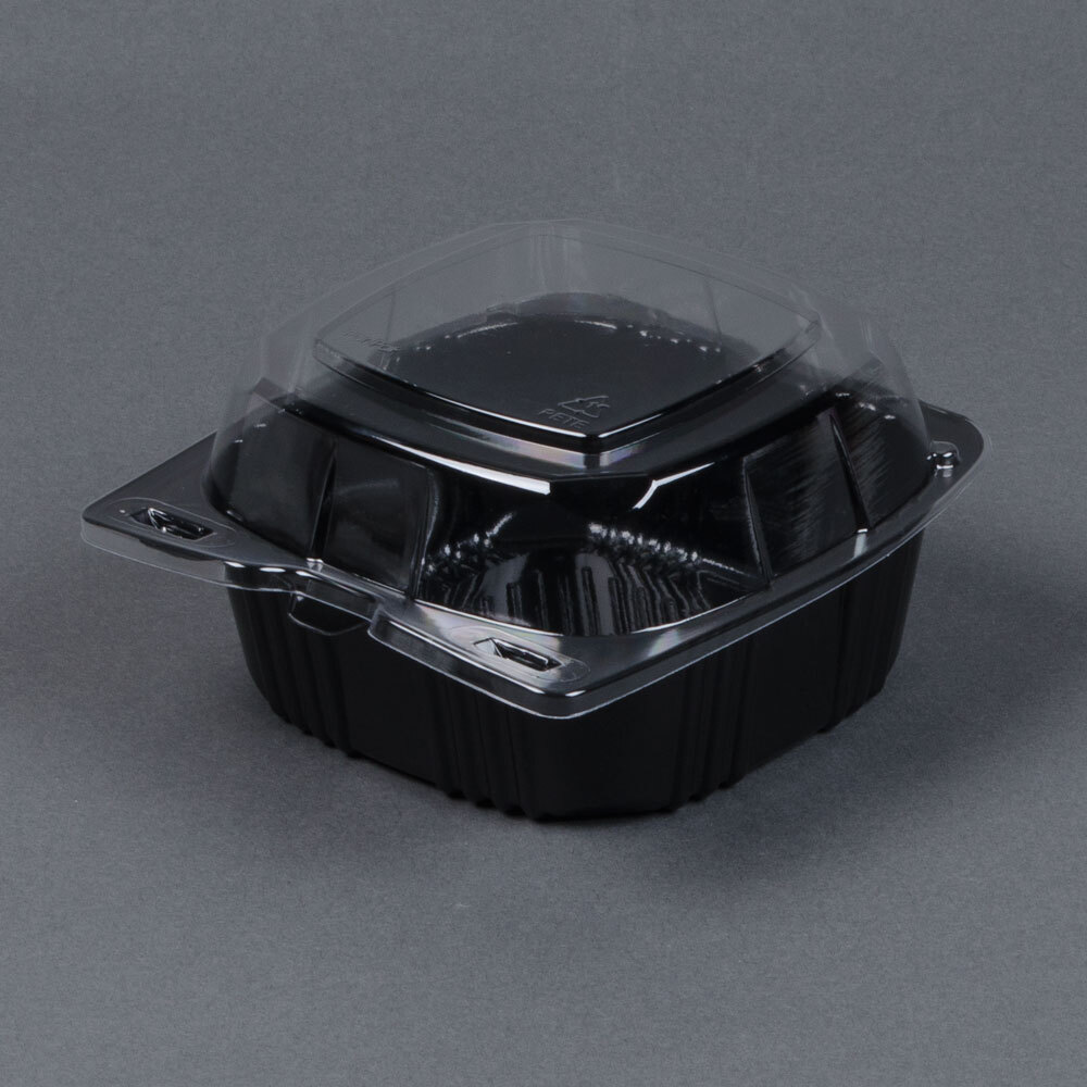 parpak295675x5plasticblackandclearhingedtakeoutcontainer