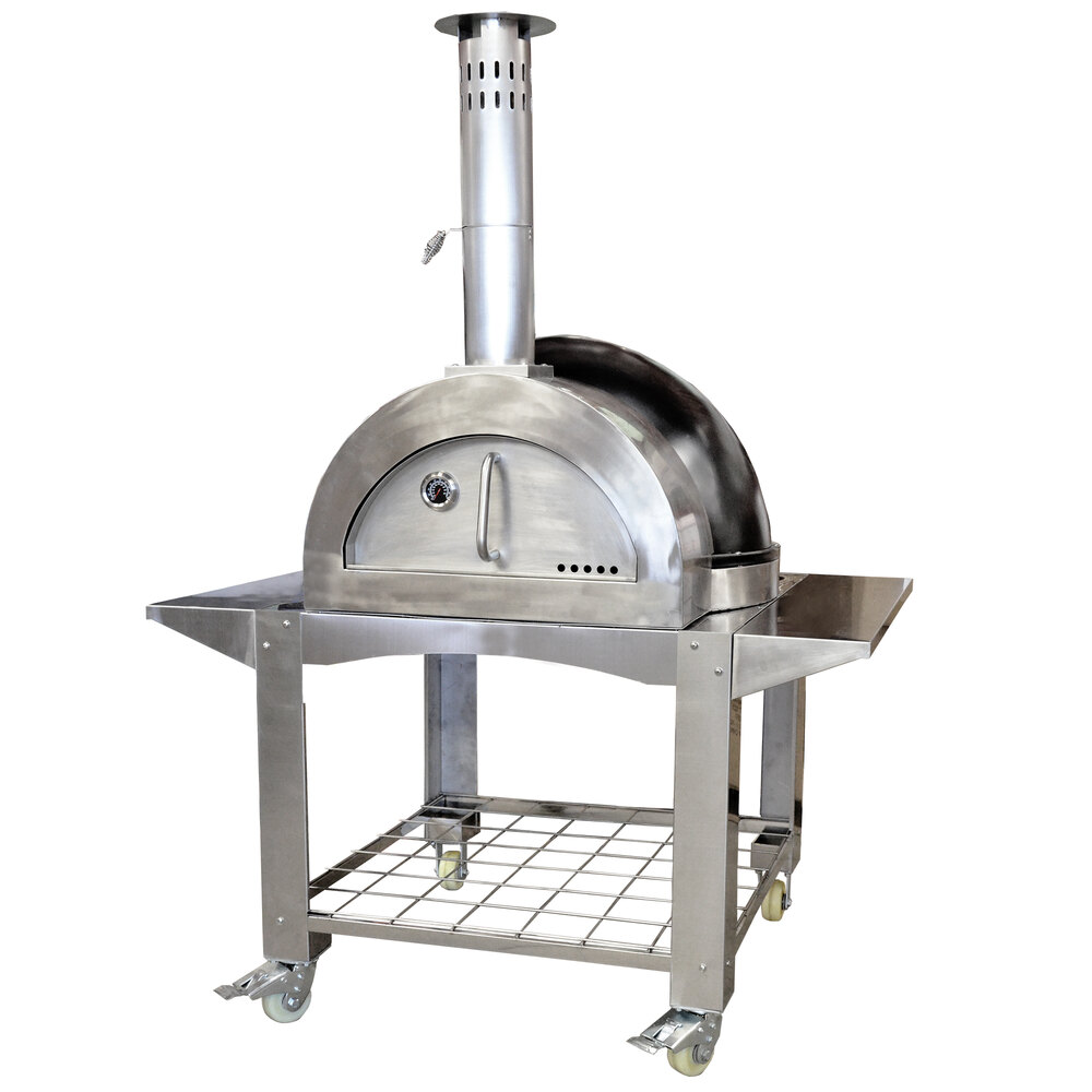 Stainless Steel Outdoor Pizza Oven with Black Powder Coated Interior 22" Opening