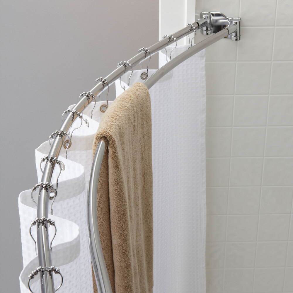 Crescent Suite 60" Double Oval Curved Shower Bar with Bright Finish and