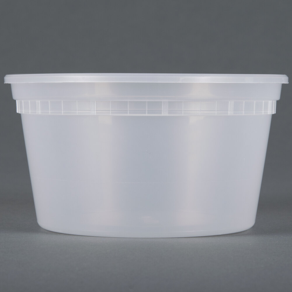 Newspring DELItainer L5012Y 12 oz. Translucent Round Deli Container