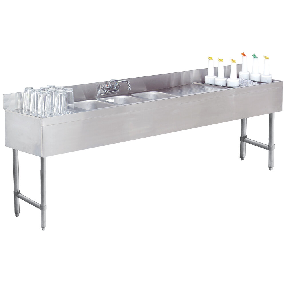 Advance Tabco SLC83CR Three Compartment Stainless Steel Bar Sink and