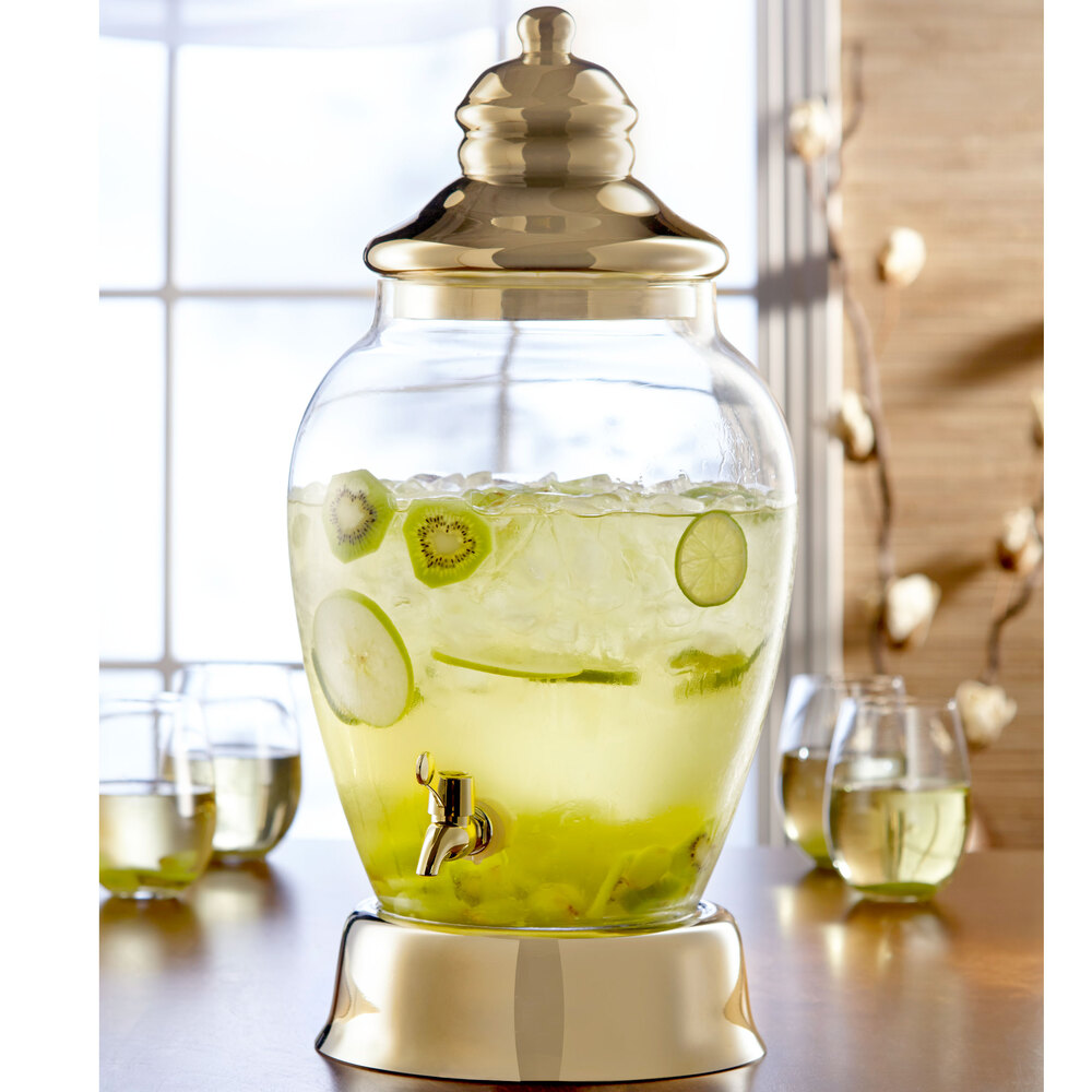 2.5 Gallon Fifth Avenue Crystal Alexis Glass Beverage Dispenser with