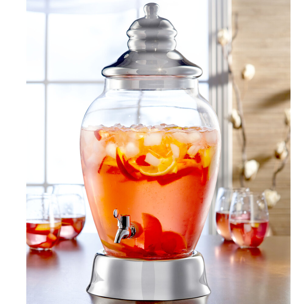2.5 Gallon Fifth Avenue Crystal Alexis Glass Beverage Dispenser with