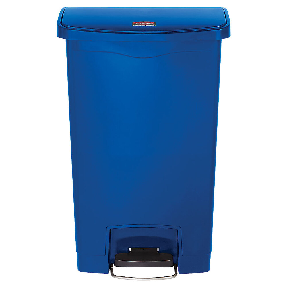 Rubbermaid 1883593 Slim Jim Resin Blue Front StepOn Trash Can 13 Gallon
