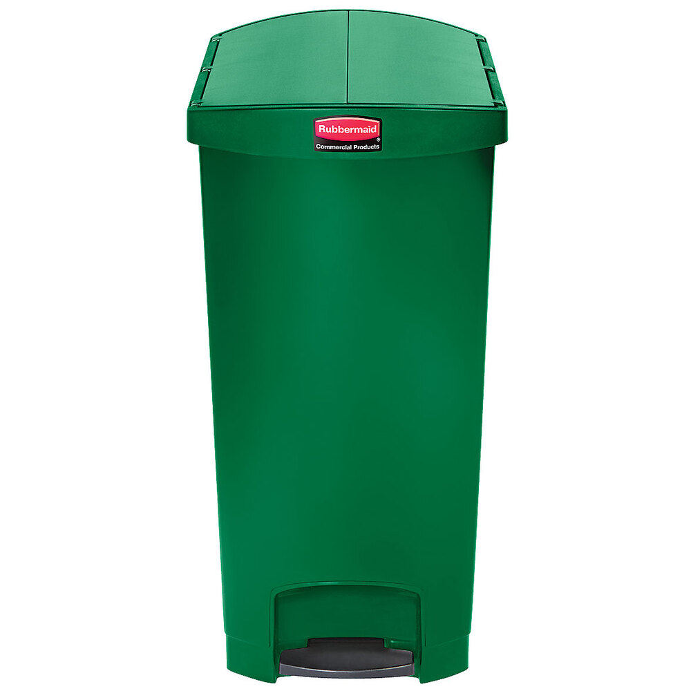 Rubbermaid 1883589 Slim Jim Resin Green End StepOn Trash Can with