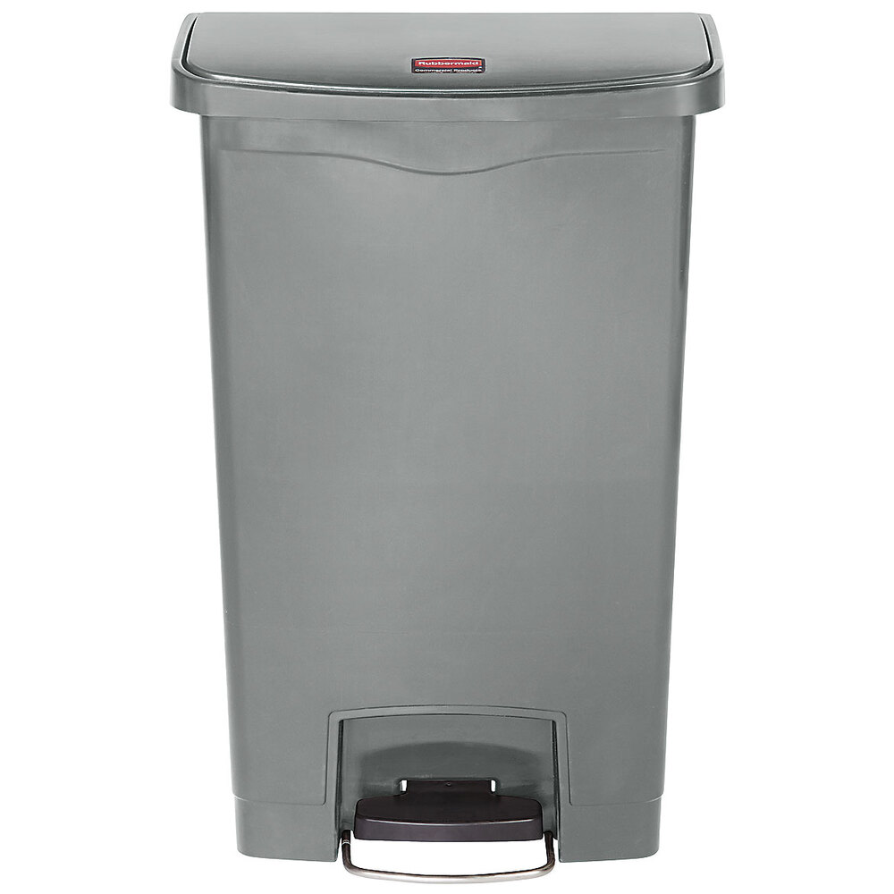 Rubbermaid 1883604 Slim Jim Resin Gray Front Step-On Trash Can - 18 ...