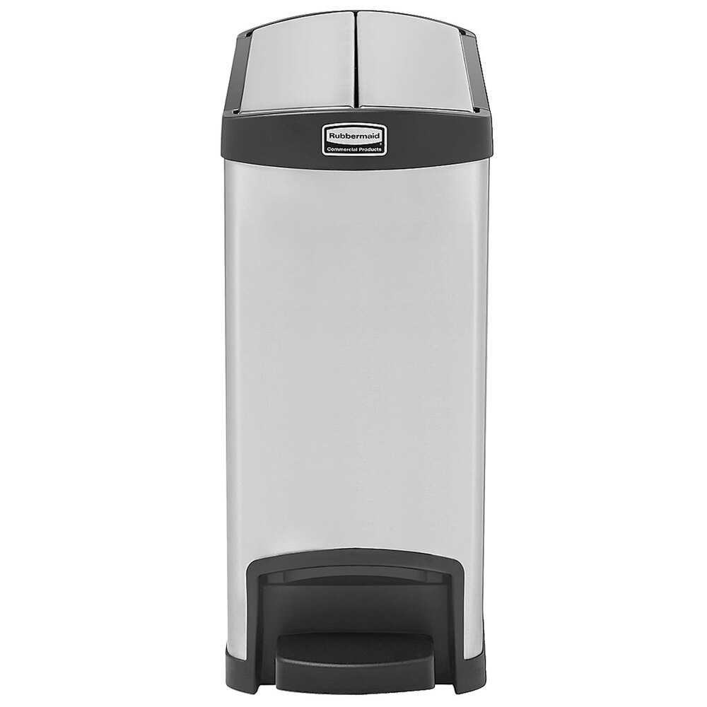 Rubbermaid 1901993 Slim Jim Stainless Steel Black Accent End StepOn