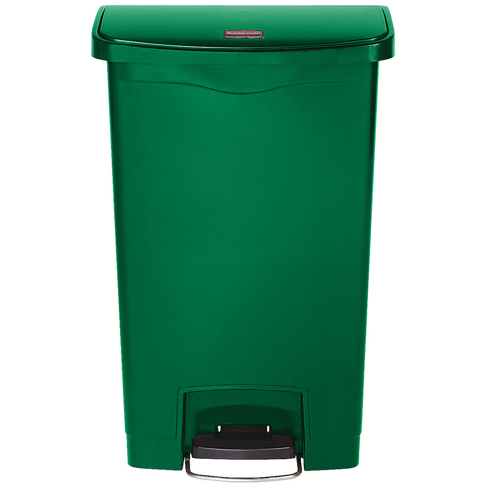 Rubbermaid 1883584 Slim Jim Resin Green Front StepOn Trash Can 13 Gallon