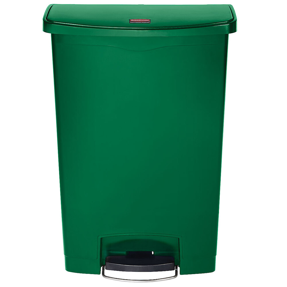 Rubbermaid 1883588 Slim Jim Resin Green Front StepOn Trash Can with