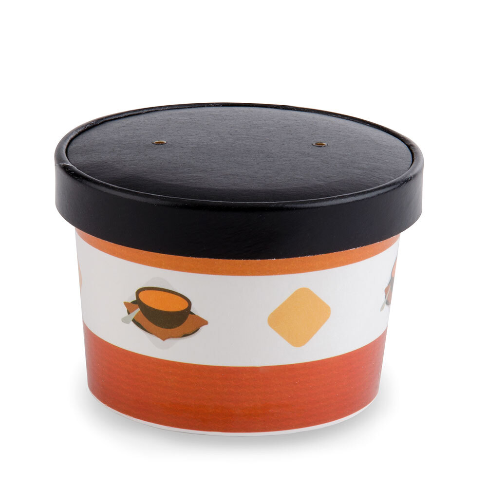 Choice 8 oz. Paper Soup / Hot Food Cup with Vented Paper Lid 250 / Case