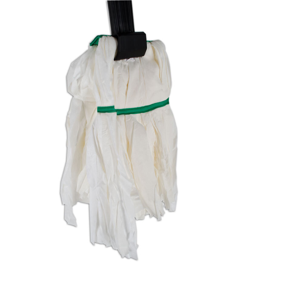 White Disposable Microfiber Mop Head with 1" Green Band