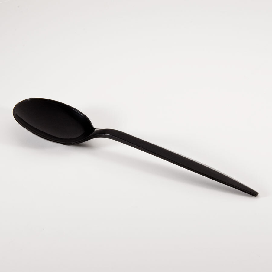 Visions Heavy Weight Black Plastic Soup Spoon 100 / Pack