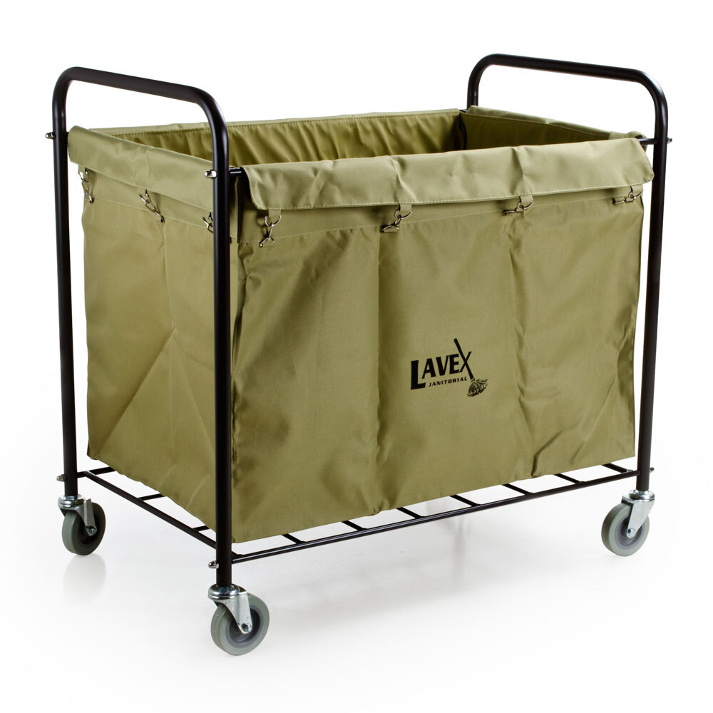 Lavex Lodging 12 Bushel Metal and Canvas Laundry / Trash Cart with Handles