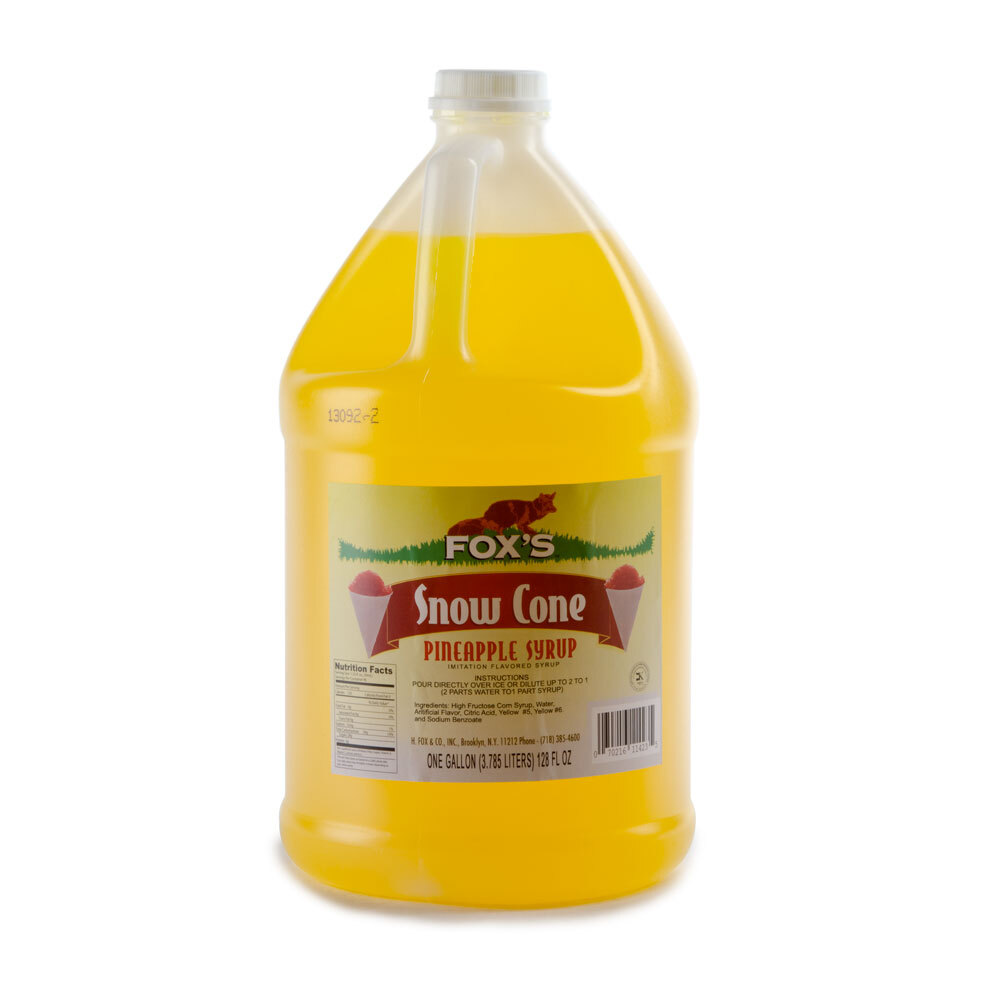Fox’s 1 Gallon Pineapple Snow Cone Syrup - 4/Case