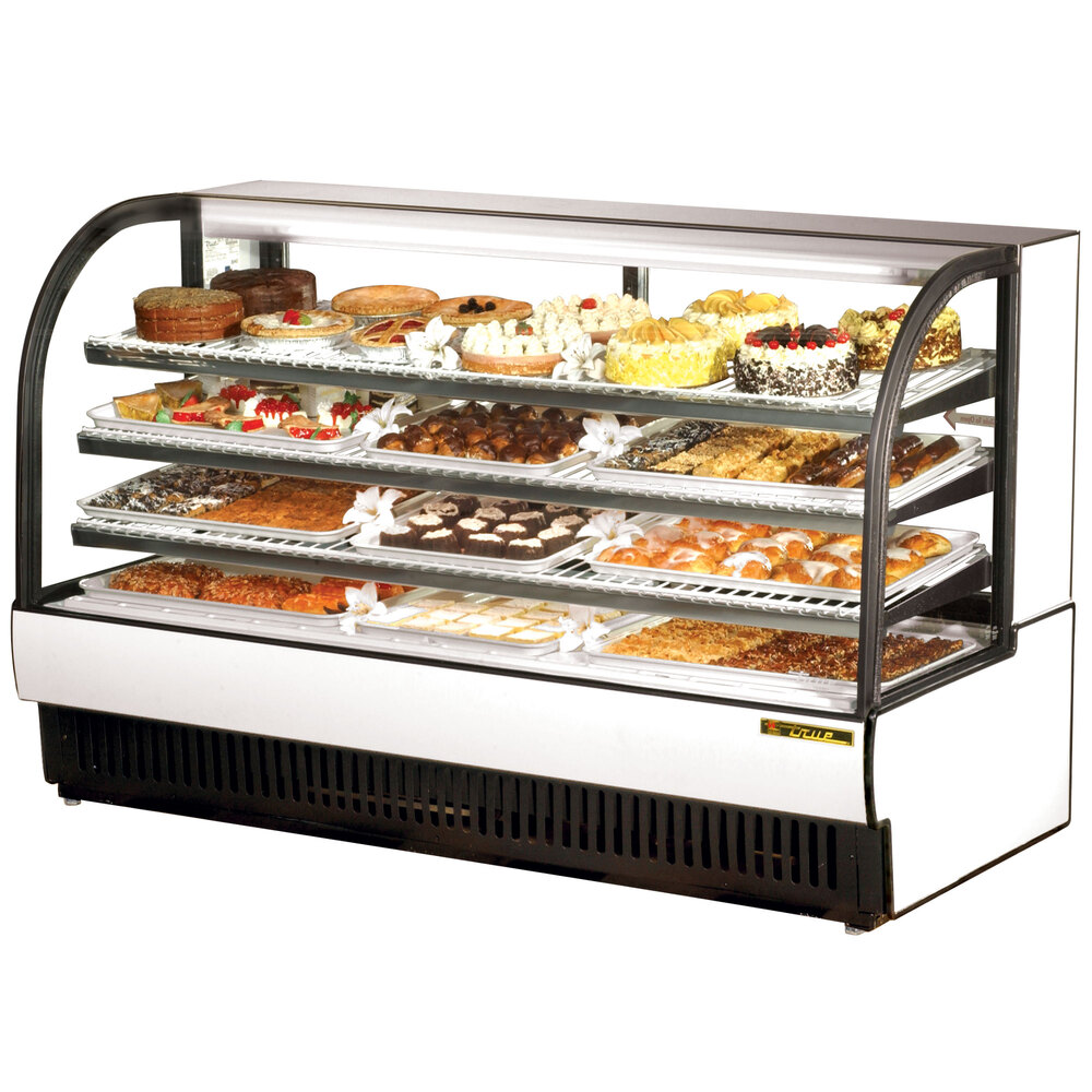 True TCGR77 77" White Curved Glass Refrigerated Bakery Display Case
