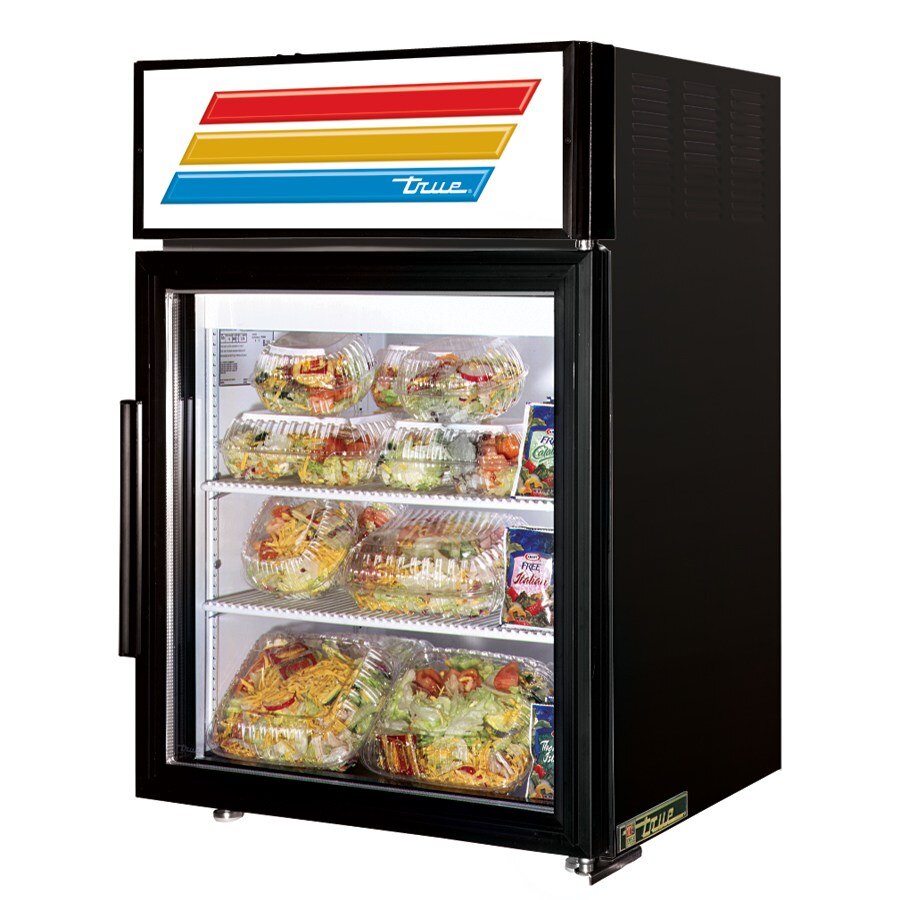 True GDM5LD Black Countertop Glass Door Merchandiser Refrigerator 5