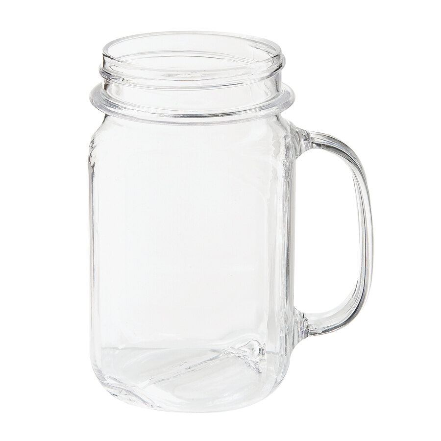 GET MAS3 CL 16 oz. Clear Polycarbonate Mason Drinking Jar with Handle