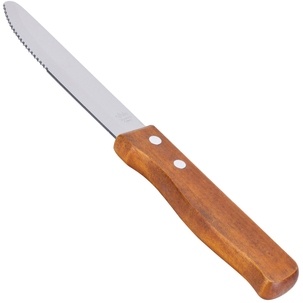 5" Jumbo Stainless Steel Steak Knife with Wood Handle 12/Pack