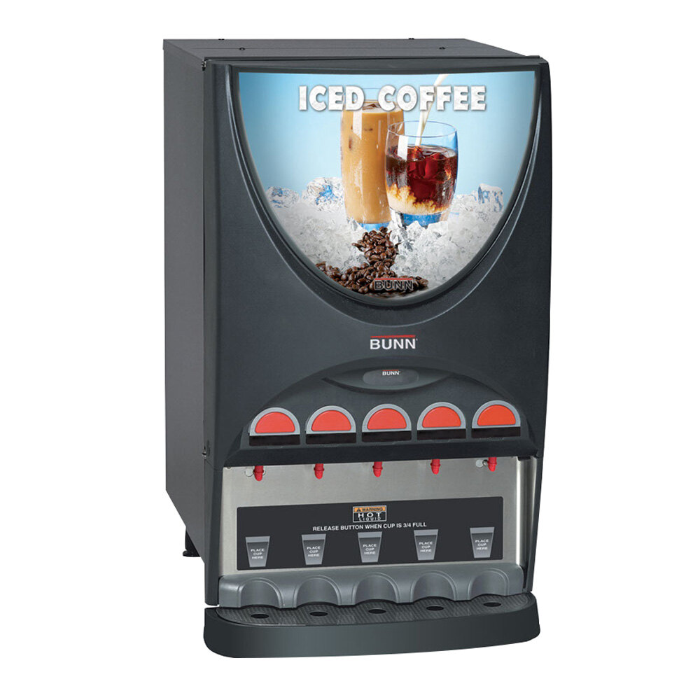 Bunn 37000.0002 iMIX5 BLK Iced Coffee Dispenser with 5 Hoppers 120V