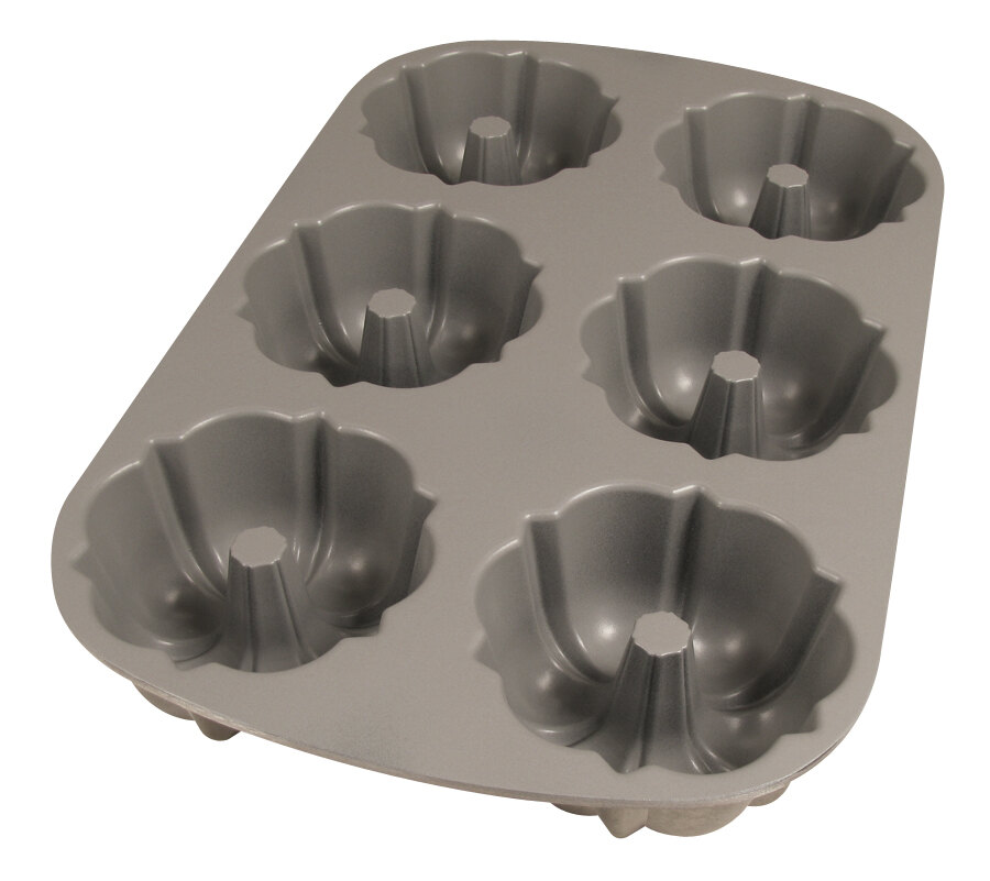 NonStick 6 Mold Fluted / Bundt Cake Pan 4"