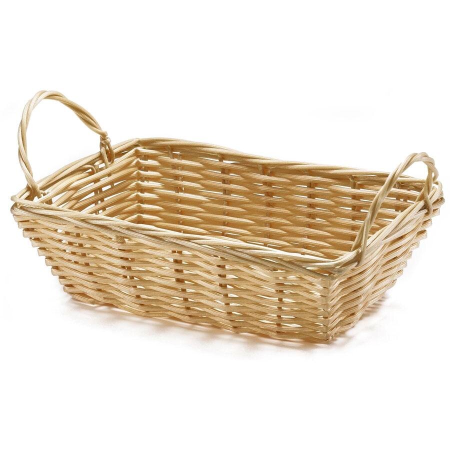 Tablecraft 1185W Rectangular Woven Basket with Handles 8 1/2" x 5" x 2 1/2" 12/Pack