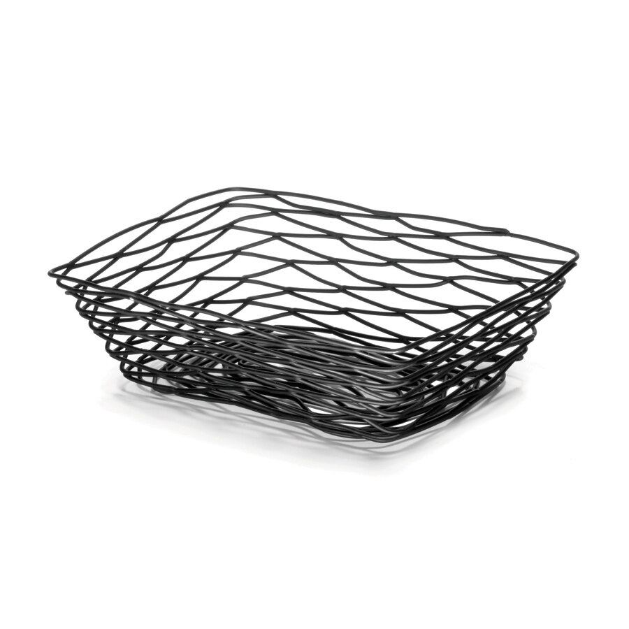 Tablecraft BK17209 Artisan Rectangular Black Wire Basket 9" x 6" x 2 1/2"