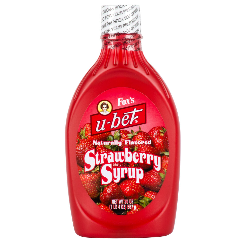 Fox's UBet Strawberry Syrup 20 oz. Squeeze Bottle