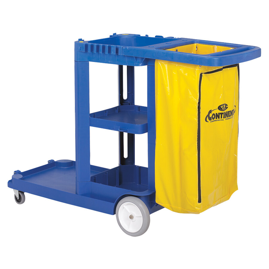 Continental 184BL Janitor Cart with Vinyl Bag
