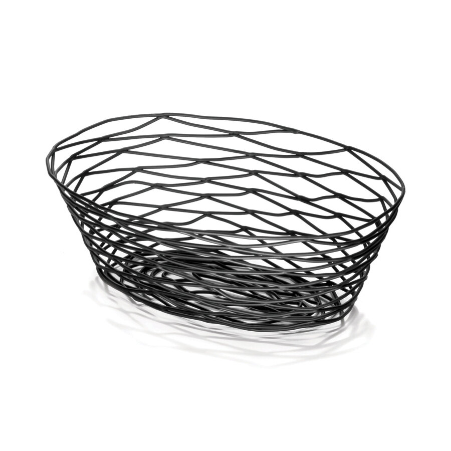 Tablecraft BK17409 Artisan Oval Black Wire Basket 9" x 6" x 2 1/4"