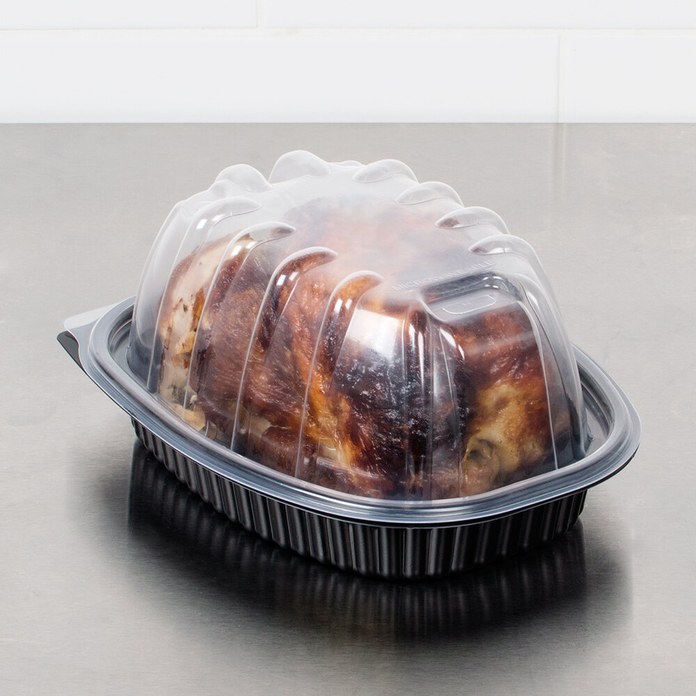 Large Microwavable Chicken Roaster TakeOut Container with High Dome