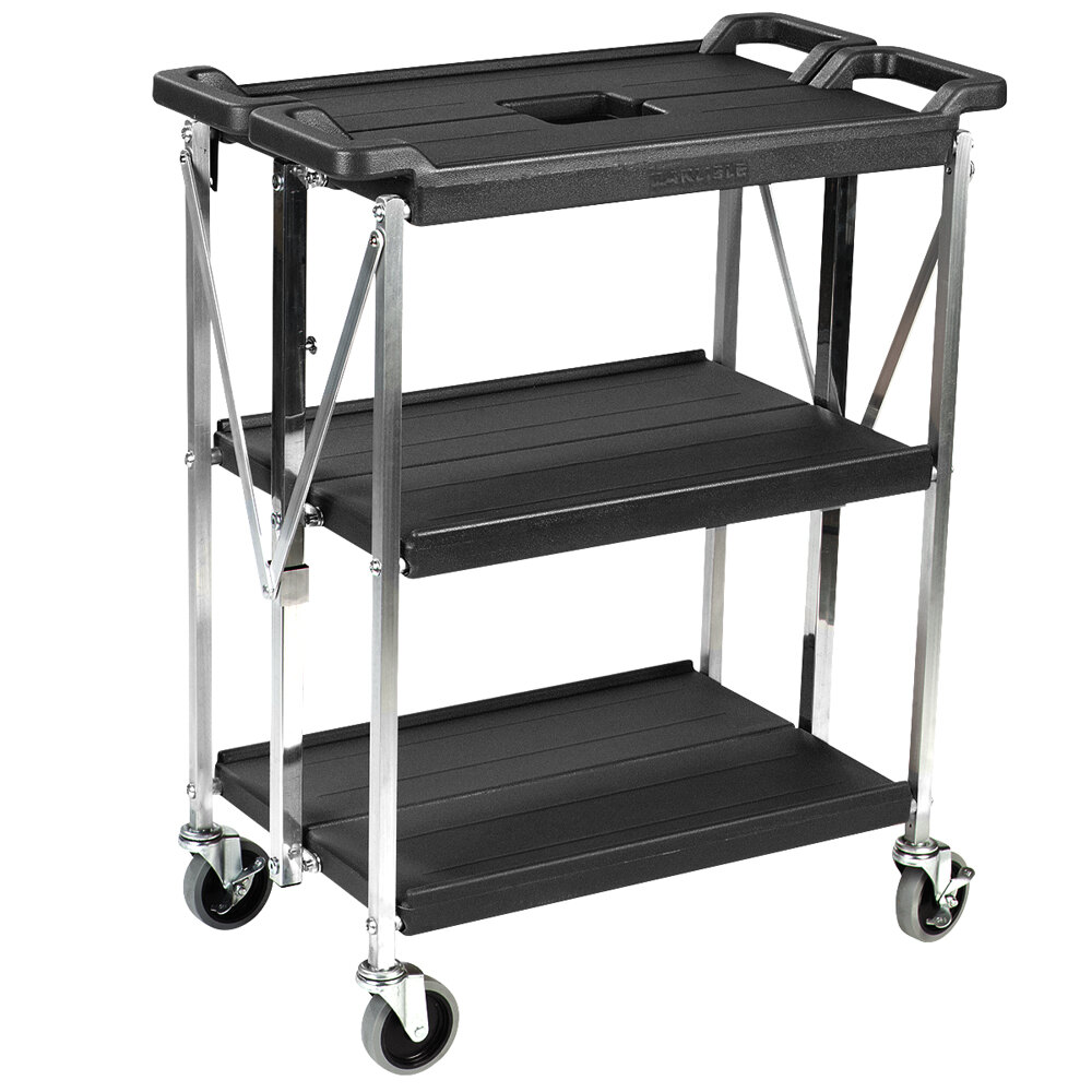 Carlisle SBC152103 Fold 'N Go 15" x 21" Black Folding Utility Cart