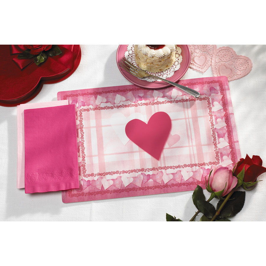 Hoffmaster 856727 10" x 14" Valentine Placemat and Napkin Combo Pack