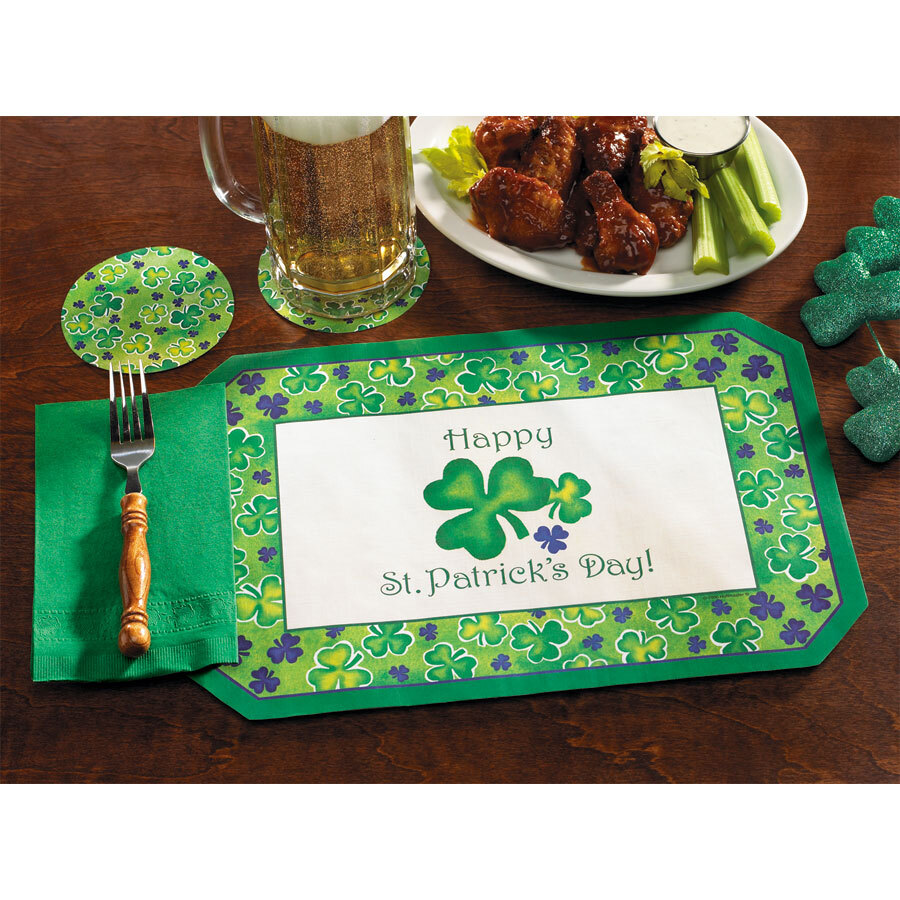 Hoffmaster 856719 10" x 14" St. Patrick's Day Placemat and Napkin Combo