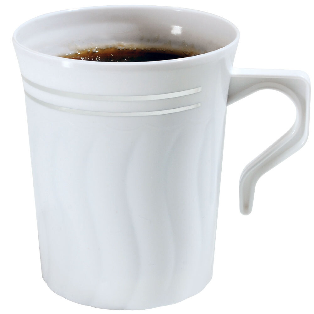... Silver Splendor 508-WH 8 oz. White Plastic Coffee Mug - 12  Pack
