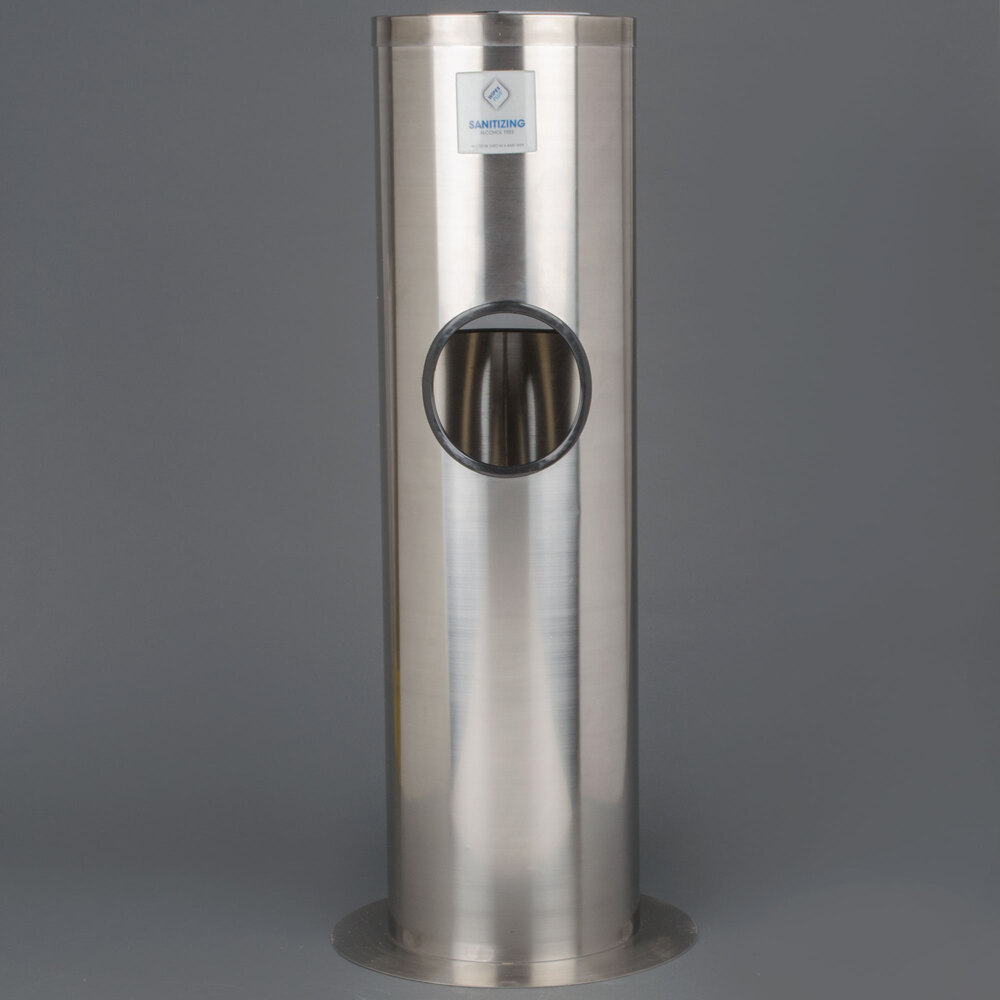Disinfecting Wipe Dispenser Station with Trash Can Stainless Steel