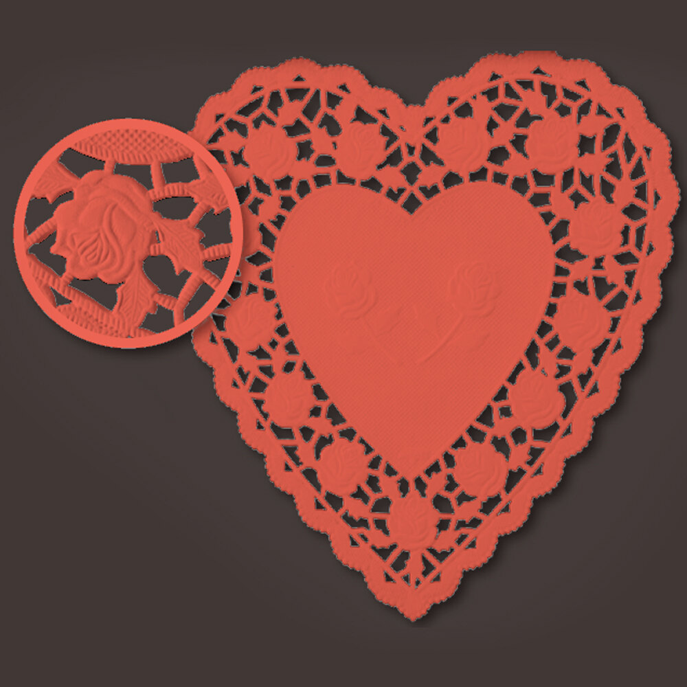 Red 6" Paper Heart Doilies 1000/Case