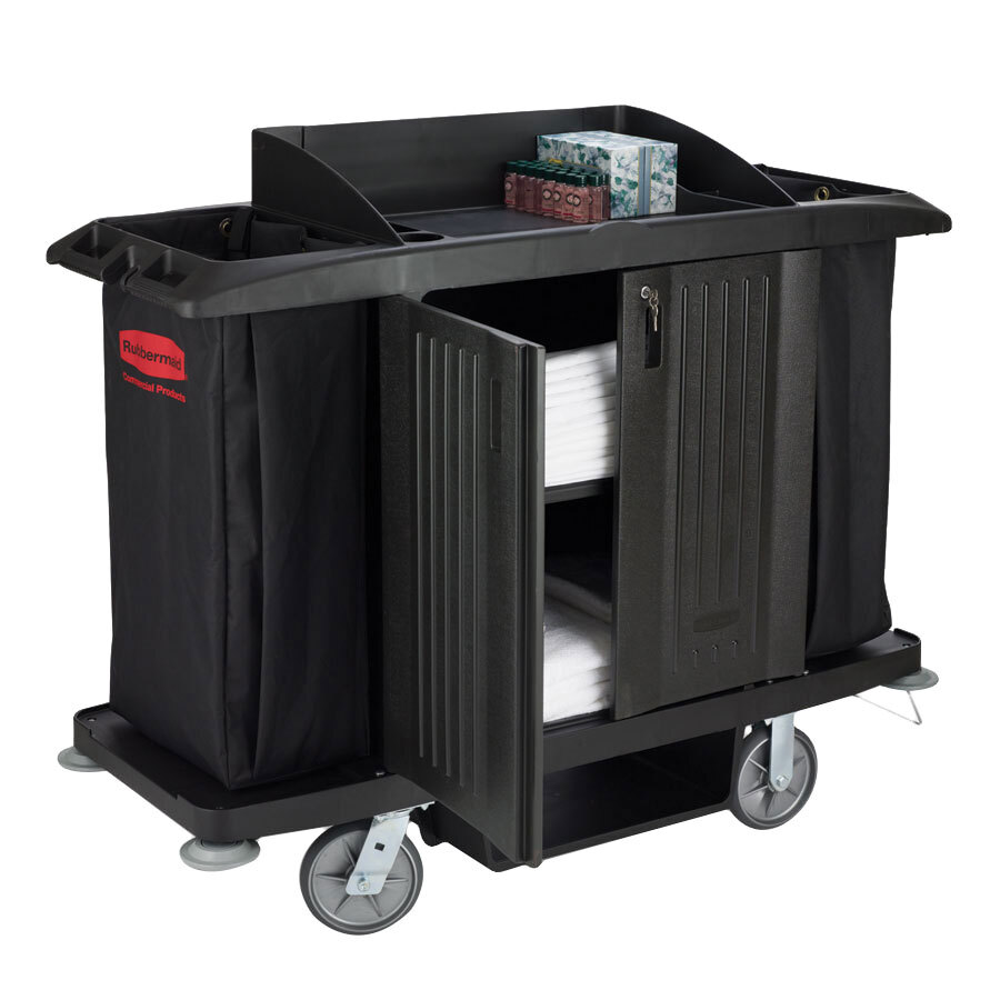 Rubbermaid FG619100BLA Full Size Housekeeping Cart with Doors