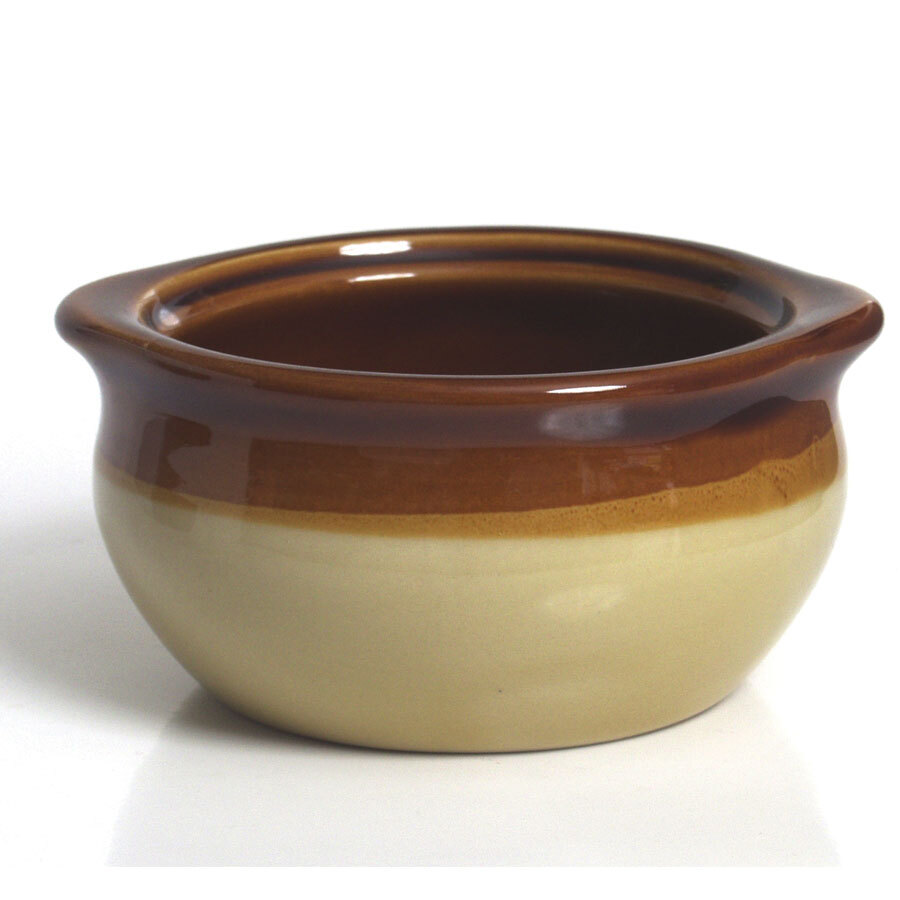 CAC OC12C Brown and Ivory 12 oz. Onion Soup Crock / Bowl 24 / Case