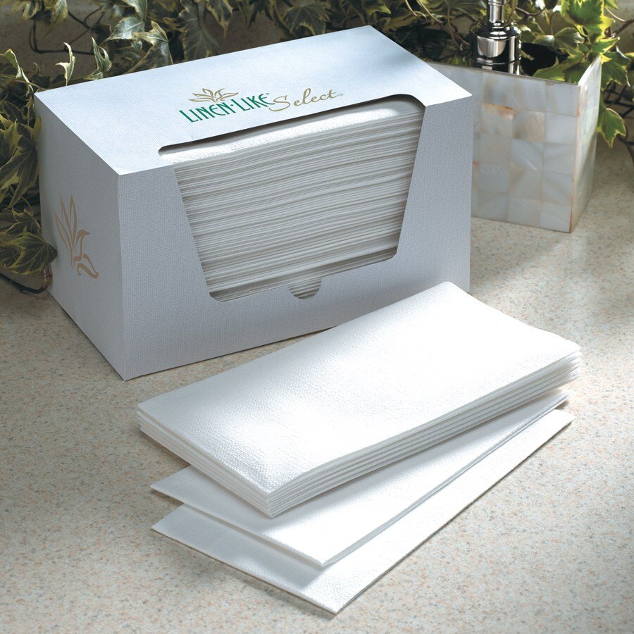 Hoffmaster 856460 12" x 17" White LinenLike Select 1/6 Fold Guest Towel in Dispenser Boxes 500/Case