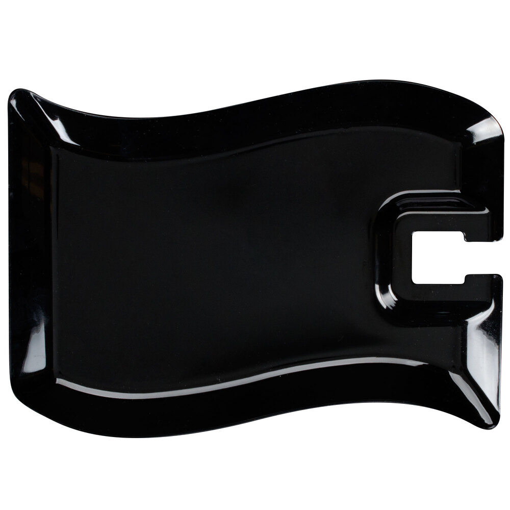 Fineline Wavetrends 1409BK 6" x 9 1/2" Black Plastic Cocktail Plate