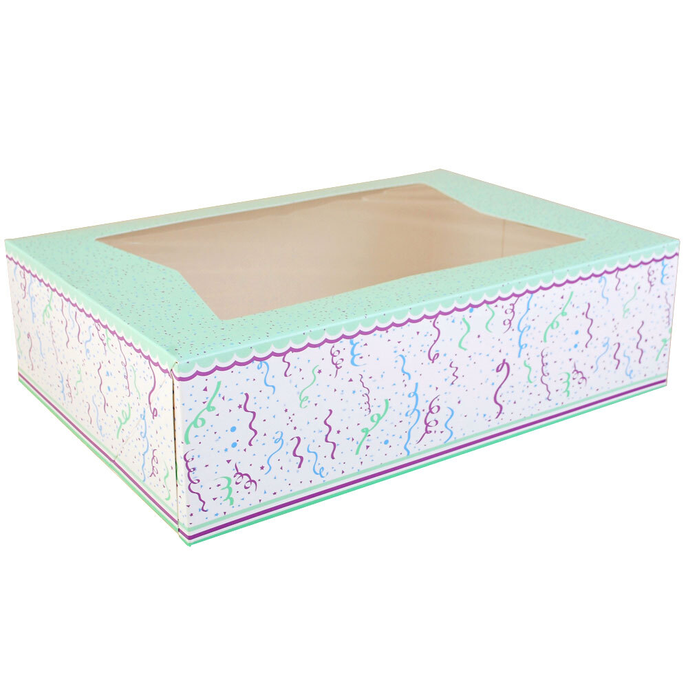 14" x 10" x 4" AutoPopup Window Cake / Bakery Box with Confetti Design 100 / Bundle