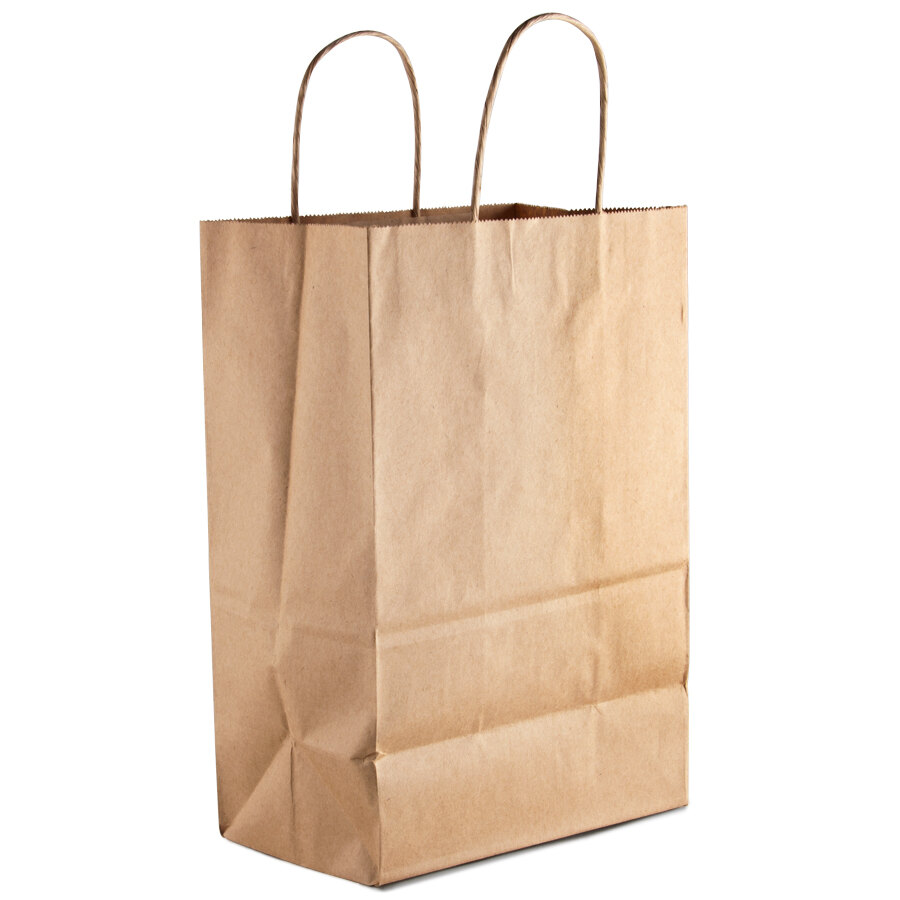 Kary Brown Shopping Bag with Handles 9" x 6" x 13" 250/Case - 250/Bundle