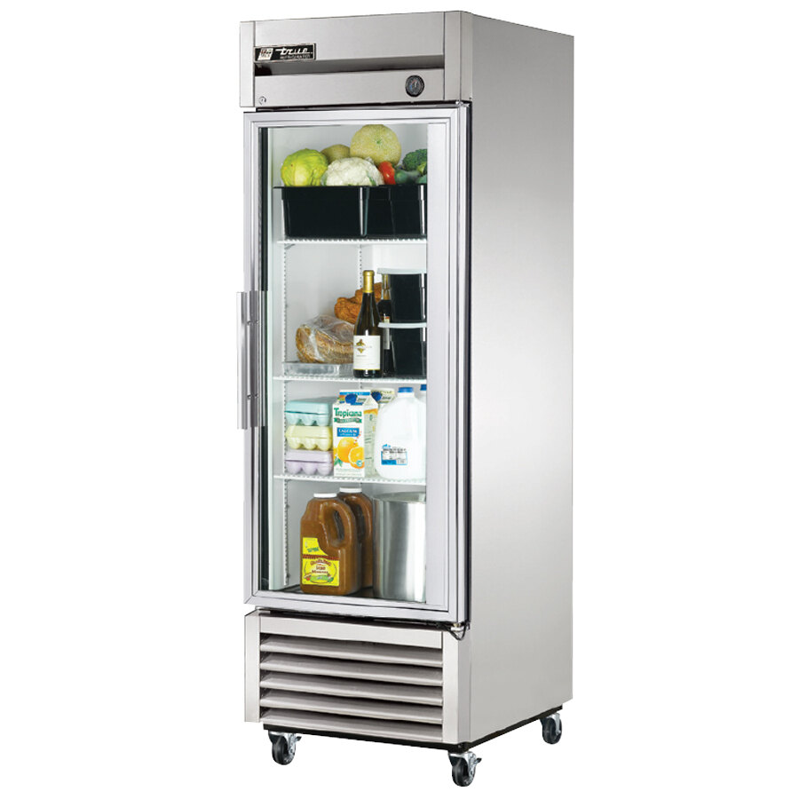 True T23GLD One Section Glass Door Reach In Refrigerator with LED Lighting