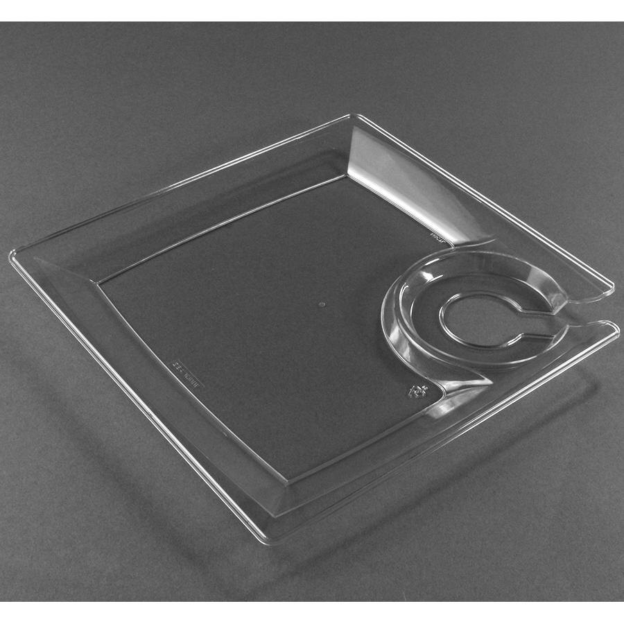 WNA Comet MSCTL 8" Clear Square Milan Cocktail Plate with Cup Holder