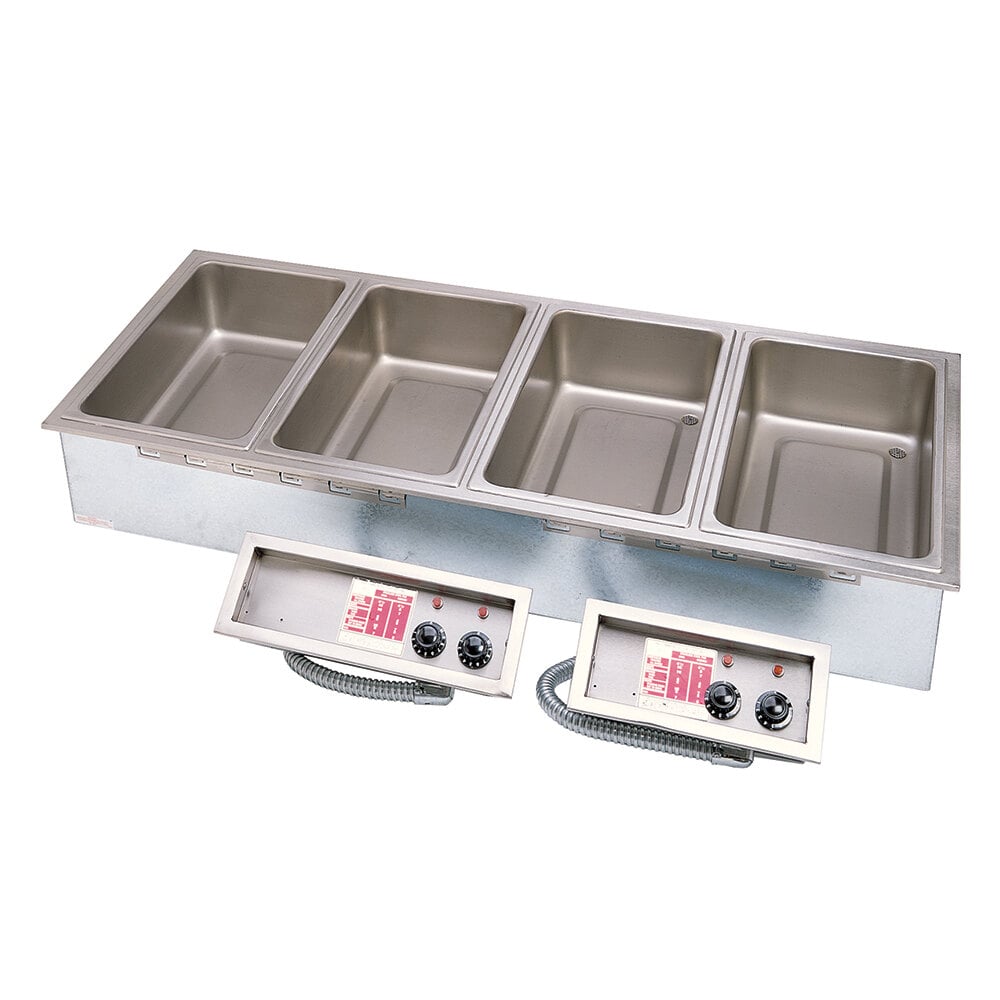 APW Wyott HFW4D Insulated Four Pan Drop In Hot Food Well with Drain