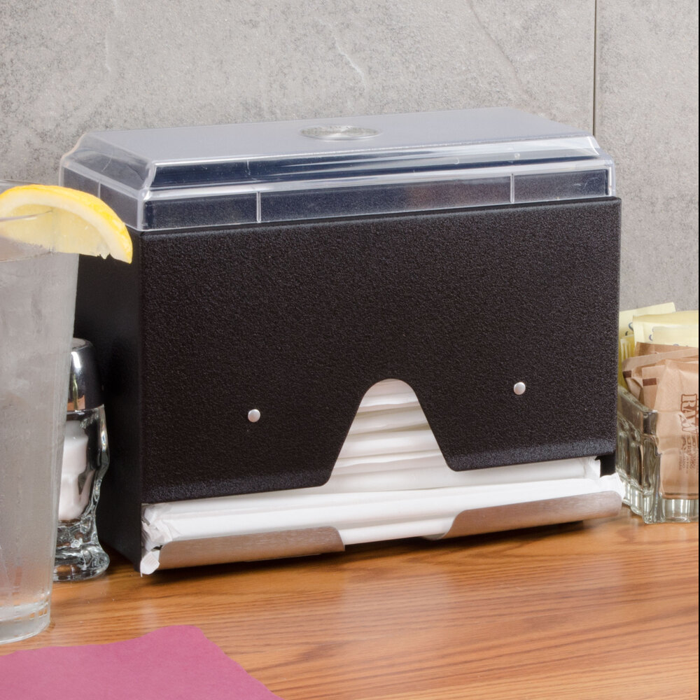 Vollrath 381506 Straw Boss Single Sided Wrapped Straw Dispenser Black