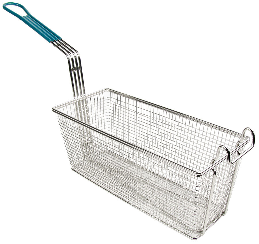 13 1/4" x 5 1/2" x 5 11/16" Fryer Basket with Coated Handle
