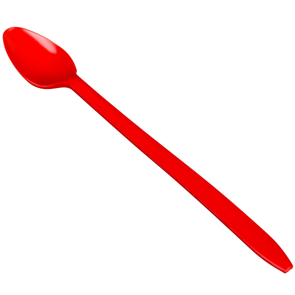 Choice 8" Red Plastic Sundae Spoon 50 / Pack