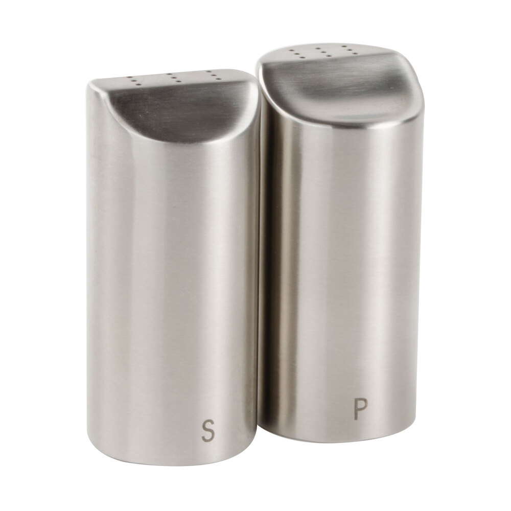 Tablecraft 162 2 oz. Marina Stainless Steel Salt and Pepper Shaker Set